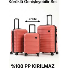 Hsr Körüklü(Genişleyebilen) Silikon Kırılmaz (Polipropilen) 3'lü Valiz Seti