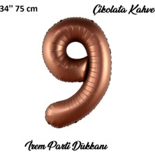 İrem Parti Dükkanı Retro Çikolata Kahve, Kahverengi 9 Yaş Rakam Balon 74 cm 34 Inç
