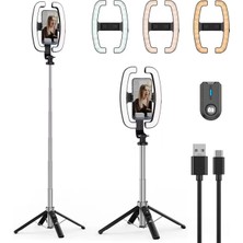 Exenar Monopod Tripod LED Işık Selfie Kumandalı Tripod 138CM Canlı Yayın Telefon Tutcusu