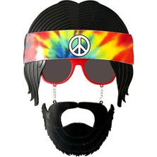 Buğz Siyah Saçlı Bandana Hippi Parti Gözlüğü