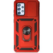 Uravas Store Galaxy A72 Kılıf Pars Lens Yüzüklü Silikon - Kırmızı