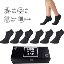 Lion Monroe Saf Bambu Erkek Patik Düz Antrasit Çorap Dikişsiz Premium Hediye Kutulu 6'lı PRİME BAMBOO Serisi L5952AZNB
