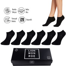 Lion Monroe Saf Bambu Erkek Patik Düz Siyah Çorap Dikişsiz Premium Hediye Kutulu 6'lı PRİME BAMBOO Serisi L5952AZNB