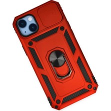 Najmaddin.com Newface iPhone 14 Plus Kılıf Pars Lens Yüzüklü Silikon - Kırmızı