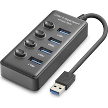MiraLive USB 3.0 Hub Anahtarlı 4 Port 5 Gbps - Siyah HDX7048
