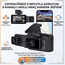 Matechno 3 Kameralı Akıllı Araç Içi Kamera Seti  Ön Iç Arka Kayıt Gece Görüş Destekli Araç Güvenlik Sistemi