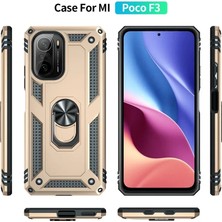Najmaddin.com Newface Xiaomi Poco F3 Kılıf Sofya Yüzüklü Silikon Kapak - Gold