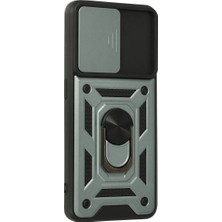 Najmaddin.com Newface Oppo A74 4g Kılıf Pars Lens Yüzüklü Silikon - Yeşil