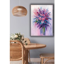 Şehzat Tekli Dikey Kanvas Tablo Yağlıboy Kır Çiçekleri Buketi Tasarım Kanvas Duvar Tablosu