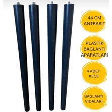 Hamadex 44CM Antrasit Ahşap Konik Ayak + Baglantı Aparatları