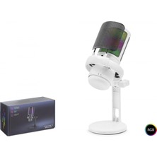 MiraLive Profesyonel Gaming Rgb Mikrofon 192 Khz / 24 Bit Type-C - Beyaz ME6PW