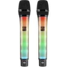 MiraLive Profesyonel Kablosuz Uhf 2 Mikrofonlu Set Rgb - Siyah Wx-82