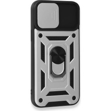 Najmaddin.com Newface iPhone 15 Pro Kılıf Pars Lens Yüzüklü Silikon - Gümüş