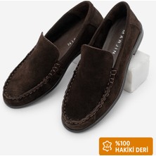 Marjin Kadın Hakiki Deri Makosen Dikişli Loafer Günlük Ayakkabı Elsan Kahve Süet