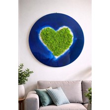 Epoksi Deniz ve Sahil Temalı Canlı Yosunlu Duvar Tablo/50 cm Çap