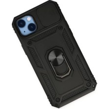 Najmaddin.com Newface iPhone 14 Plus Kılıf Pars Lens Yüzüklü Silikon - Siyah