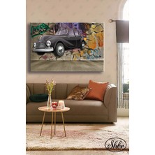 Şehzat Tekli Yatay Dekoratif Kanvas Tablo Salon Yatak Odası Kafe Ofis Duvardan Fırlayan Klasik Araba