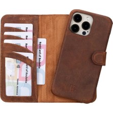 AyrStore Buğz Apple iPhone 15 Pro Uyumlu Deri Cüzdanlı Kılıf F360 G2