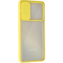 Najmaddin.com Newface Samsung Galaxy A71 Kılıf Palm Buzlu Kamera Sürgülü Silikon - Sarı