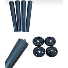 Hamadex 47 cm Antrasit Ahşap Konik Ayak Mobilya Sandalye Sehpa Ayağı