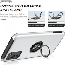 Najmaddin.com Newface Samsung Galaxy A02S Kılıf Elit Yüzüklü Kapak - Gümüş