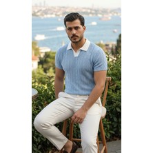 Zenvia Erkek Desenli Kısa Kollu Triko Tişört - %100 Pamuk Akrilik