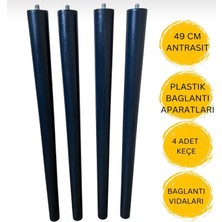 Hamadex 49 cm Antrasit Ahşap Konik Ayak Mobilya Sandalye Sehpa Ayağı