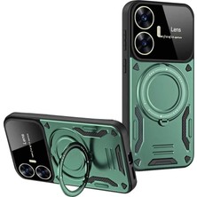 Buğz Realme C55 Kılıf Joy Lens Standlı Kapak - Koyu Yeşil