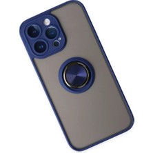 Najmaddin.com Newface iPhone 14 Pro Max Kılıf Montreal Yüzüklü Silikon Kapak - Lacivert