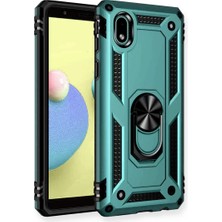 Uravas Store Galaxy A01 Core Kılıf Sofya Yüzüklü Silikon Kapak - Yeşil