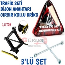 Belirtilmemiş Trafik Seti+Bijon Anahtarı+1,5 Ton Cıcır Kollu Kriko 3lu Set