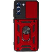 Uravas Store Galaxy S21 Fe Kılıf Pars Lens Yüzüklü Silikon - Kırmızı