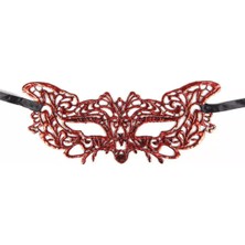 Buğz Kırmızı Dantel Masquerade Maskesi 9 No