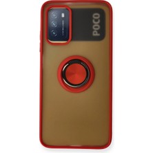 Buğz Xiaomi Redmi 9t Kılıf Montreal Yüzüklü Silikon Kapak - Kırmızı