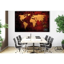 Şehzat Tekli Yatay Kanvas Tablo Dünya Haritası, Lojistik, Nakliye Dekoratif Kanvas Duvar Tablosu