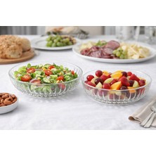 Ley Maison 2’li Desenli Cam Servis Kasesi 24 cm | Şeffaf Salata & Sunum Kasesi | Şık ve Dayanıklı