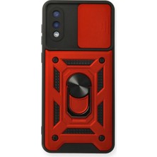 Buğz Samsung Galaxy A02 Kılıf Pars Lens Yüzüklü Silikon - Kırmızı