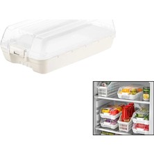 Buğz Dünya DP-07412-101 ( Kar Beyaz ) Şeffaf Plastik Buzdolabı Organizeri Kapaklı ( 320X183X103MM )*