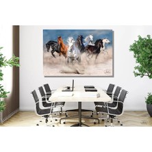 Şehzat Tekli Yatay Kanvas Tablo, Yılkılar, Koşan Yabani Atlar, Dekoratif Kanvas Duvar Tablosu