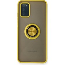 Buğz Samsung Galaxy A02S Kılıf Montreal Yüzüklü Silikon Kapak - Sarı
