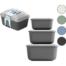 Buğz Dünya DP-30947-999 ( 3pcs= 600-1100-1800ML ) Sızdırmaz Saklama Kabı  Kutusu Set (Renkli  Şeffaf