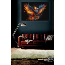 Şehzat Tekli Yatay Kanvas Tablo Zümrüdü Anka Kuşu Fantazi Dekoratif Kanvas Duvar Tablosu