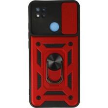 Buğz Xiaomi Redmi 9c Kılıf Pars Lens Yüzüklü Silikon - Kırmızı