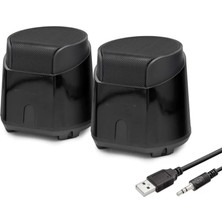 Uravas Store Masaüstü Hoparlör 1+1 USB + 3.5mm - Siyah HD6024