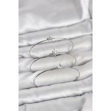Uravas Store Gümüş Renk Kutup Yıldızı Model Zirkon Taşlı 3'lü Kadın Bileklik Kombini - TJ-BB8346