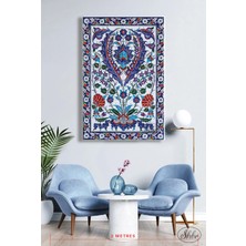 Şehzat Tekli Dikey Kanvas Tablo, Çini Desenli Dekoratif Kanvas Duvar Tablosu