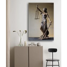 Şehzat Adalet Heykeli Avukat Büro Dekor Tekli Dikey Kanvas Tablo