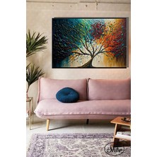 Şehzat Tekli Yatay Kanvas Dekoratif Salon Yatak Odası Duvar Tablosu Mevsimlerin Dansı Illüstrasyon