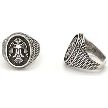 Uravas Store Antik Gümüş Kaplama Selçuklu Arması Ayarlanabilir Yüzük