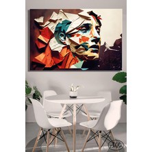 Şehzat Tekli, Yatay, Kanvas, Dekoratif, Duvar, Tablosu , Kübist Tasarım, Kadın Portresi,